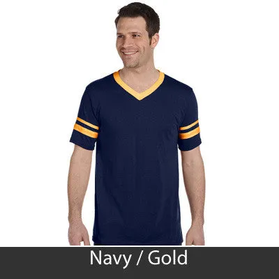 Alpha Kappa Lambda V-Neck Jersey with Striped Sleeves - 360 - TWILL