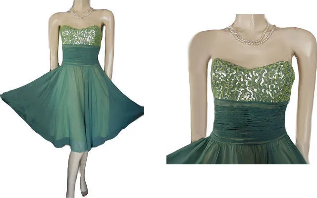 *BEAUTIFUL BETSEY JOHNSON EVENING GRAND SWEEP SILK CHIFFON PARTY DRESS ENCRUSTED WITH SPARKLING SEQUINS IN MERMAID
