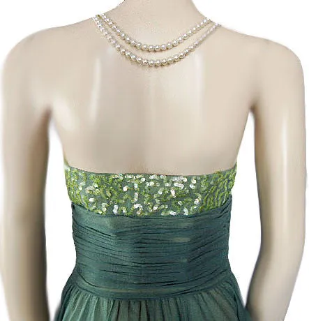 *BEAUTIFUL BETSEY JOHNSON EVENING GRAND SWEEP SILK CHIFFON PARTY DRESS ENCRUSTED WITH SPARKLING SEQUINS IN MERMAID