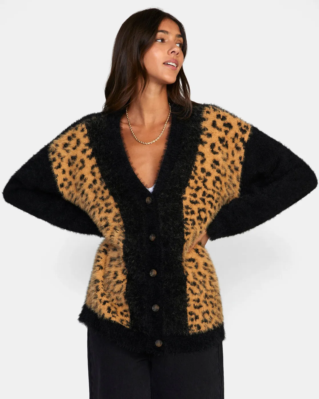 Here We Are Cardigan Sweater - Black