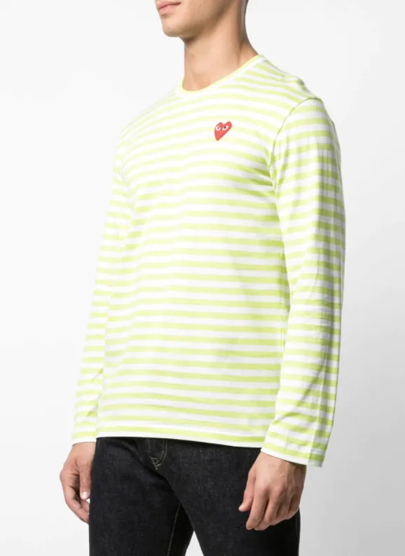 Mens Striped Tee Red Heart - Light Green