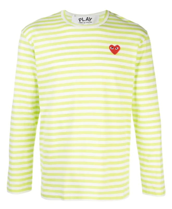 Mens Striped Tee Red Heart - Light Green